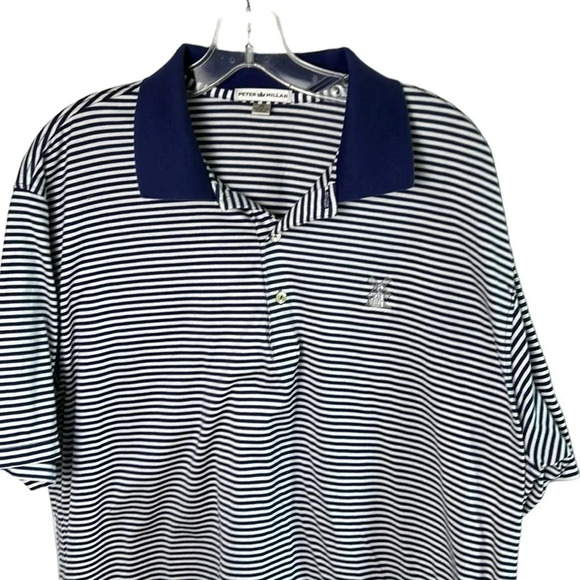 Peter Millar golf shirt,men XL.Blue,striped,Windmill Lakes polo shirt EC - Picture 4 of 11